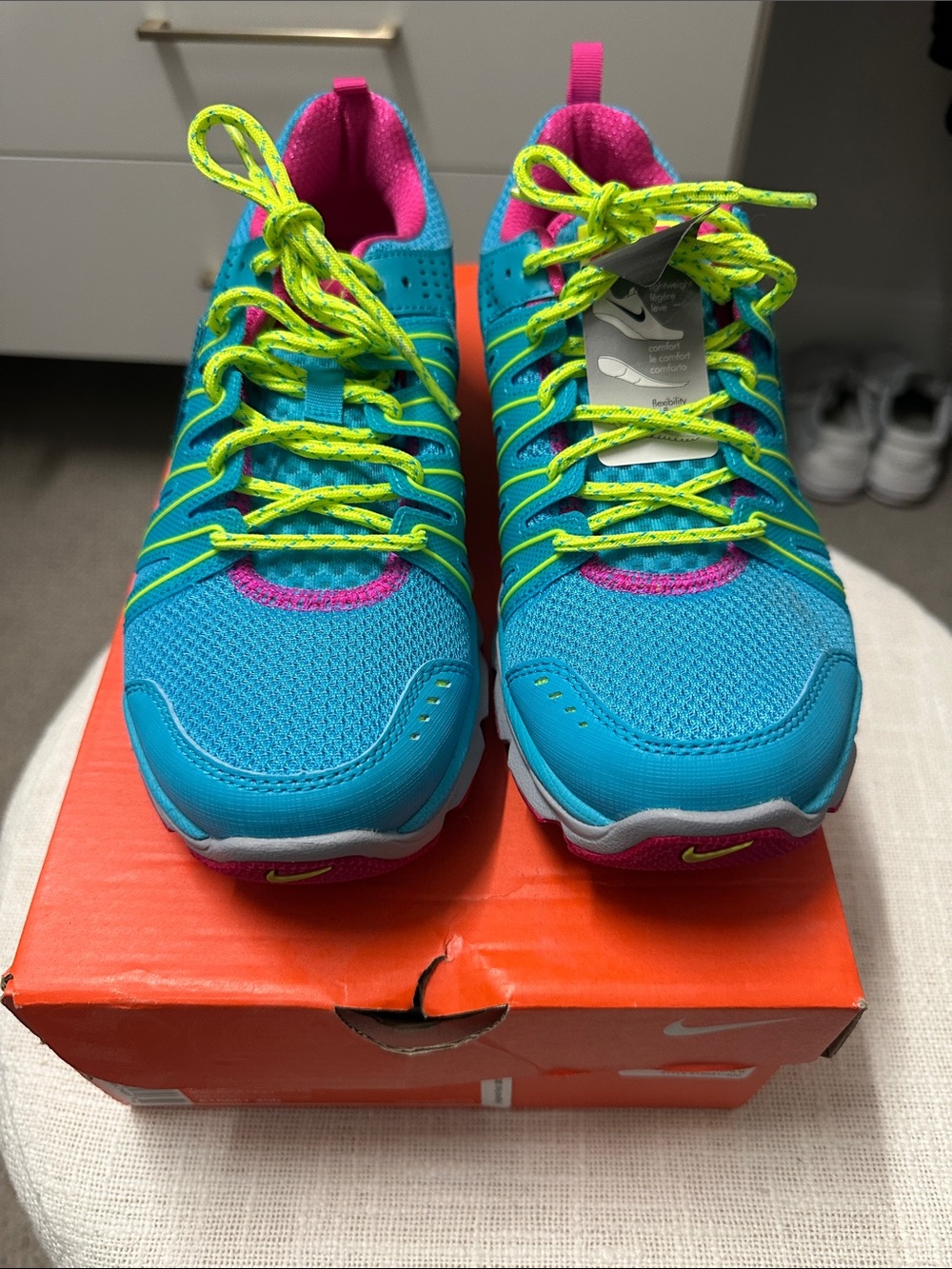 Nike Turquoise and Neon Yellow Women's Running Sneakers